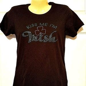 Kiss Me I'm Irish Rhinestone T-Shirt Medium